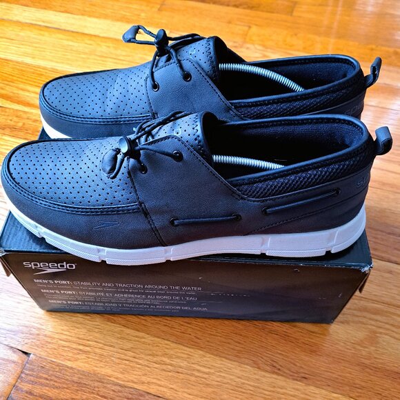 Speedo 2 Pair Mens (13D) Port Lightweight Top Sider Boat Shoes | Brown & Black - Picture 4 of 8